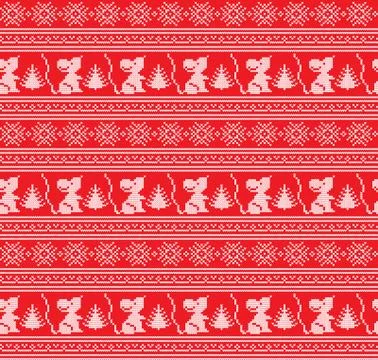 Winter festive Christmas knitted pattern woolen knitted Stock Illustration