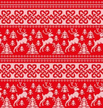 Winter festive Christmas knitted pattern woolen knitted Illustrazione stock