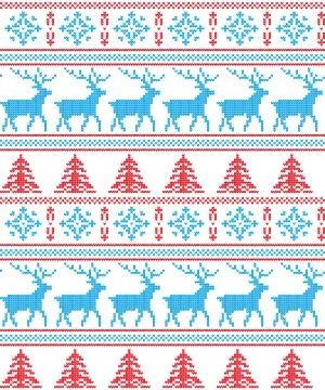 Winter festive Christmas knitted pattern woolen knitted Stock Illustration