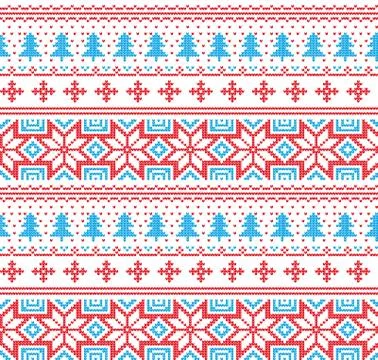 Winter festive Christmas knitted pattern woolen knitted Stock-Illustration