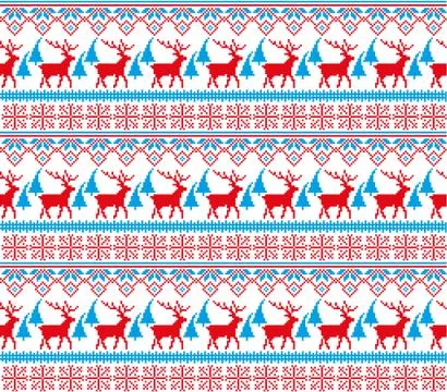 Winter festive Christmas knitted pattern woolen knitted Stock Illustration