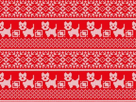 Winter festive Christmas knitted pattern woolen knitted Stock Illustration