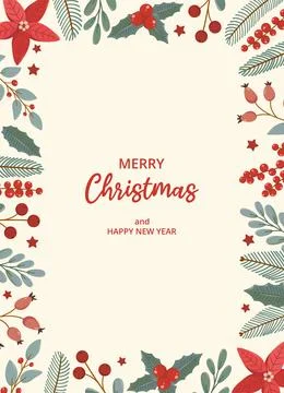 Winter festive poster on white background with text Merry Christmas Stock Illustration