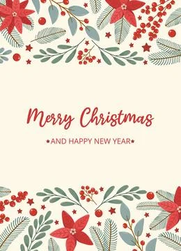 Winter festive poster on white background with text Merry Christmas Stock Illustration