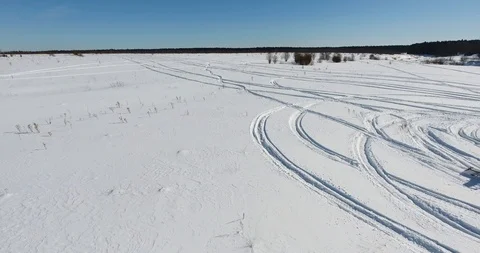 Winter field on a clear day Stock Footage 86992905