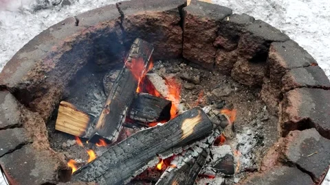 Winter Fire Pit Stock Footage 144968251