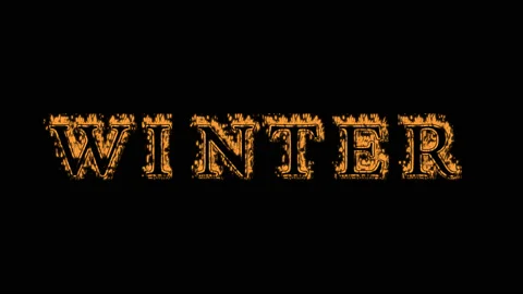 Winter fire text effect black background Video stock 136066497
