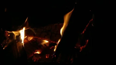 Winter fireplace with fire in the apartment Stock Footage 201341414
