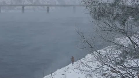 Winter Fisherman 03 Stock Footage