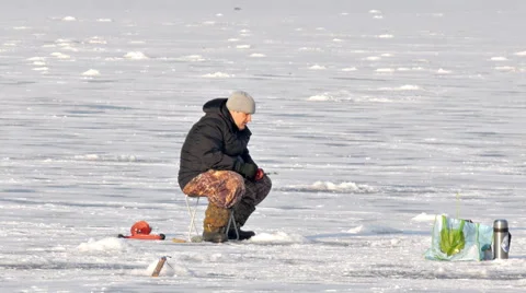 Winter Fisherman 2 Stock Footage 46526896
