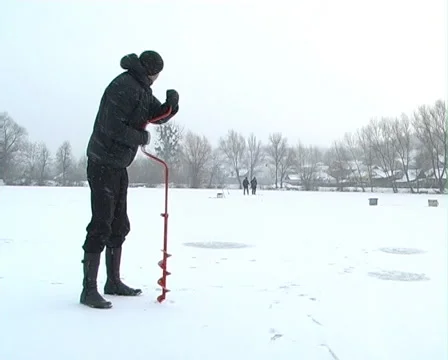 Winter fishing Stock Footage 1045008