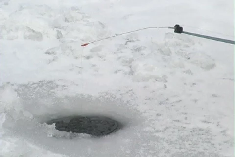 Winter fishing Stock Footage 1045017