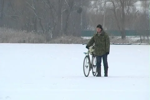 Winter fishing Stock Footage 1045025