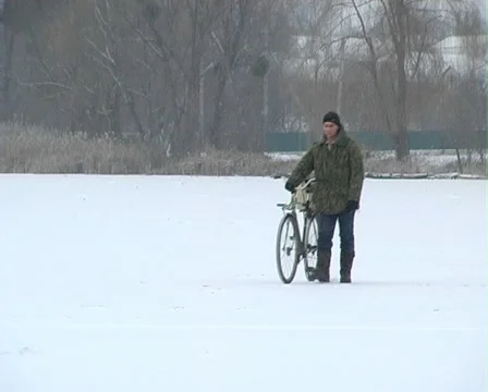 Winter fishing Stock Footage 1045026