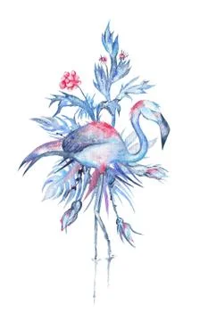 Winter Flamingo Print Stock Illustration