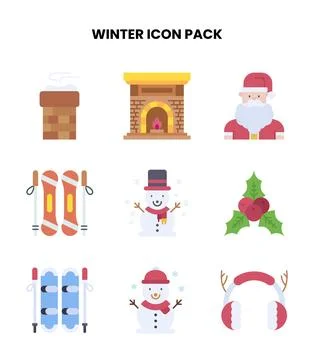 Winter Flat Bundle Icons Pack Stock Illustration