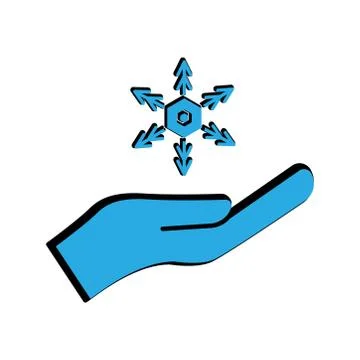 Winter flat icon. hand icon with snowflakes. simple design editable. design v Stock Illustration