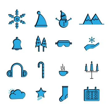 Winter flat icon set. simple design editable. design template vector Stock Illustration
