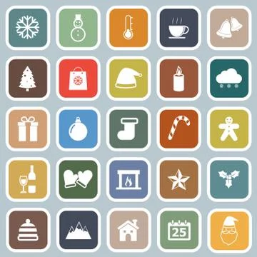 Winter flat icons on blue background Stock Illustration