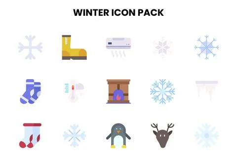 Winter Flat Vector Icons Pack Stock Illustration