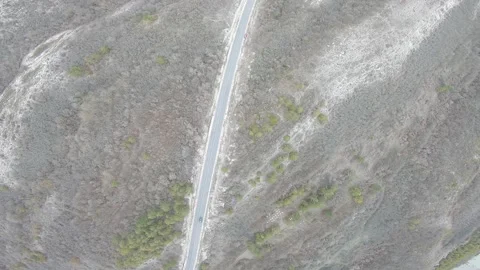 Winter flight over a lonely road illusion Stock Footage 149557448