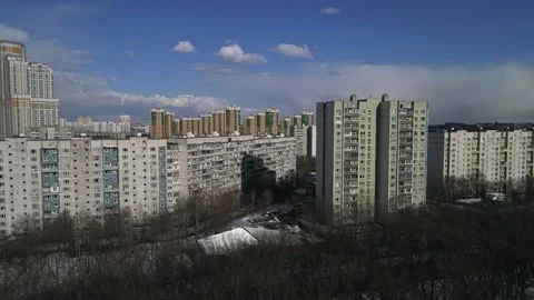 Winter flights over poor areas of a big city. Stock Footage 146954751