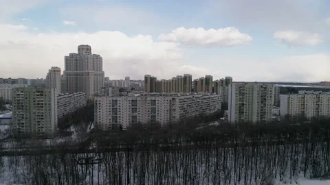 Winter flights over poor areas of a big city. Stock Footage 146955859