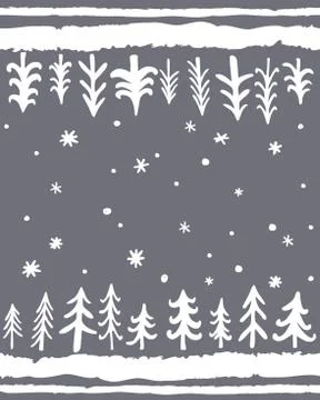 Winter Floor Mat design.Vector hand-drawn seamless pattern with Doodle Pine Illustrazione stock