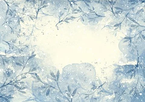 Winter floral pattern, elegant background with branches in vintage style Stock Illustration