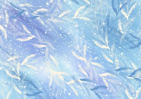 Winter floral pattern, elegant blue texture with branches. Winter gradient Stock Illustration