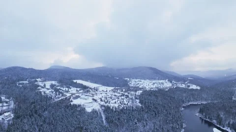 Winter flow among hills Stock Footage 321102037