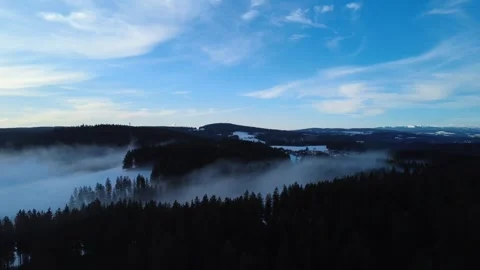Winter Fog Inversion Over Black Forest Hills Drone Aerial Landscape 库存影片 329249453