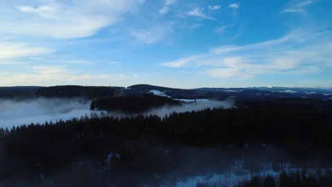 Winter Fog Inversion Over Black Forest Hills Drone Aerial Landscape Stock-Footage 329249726