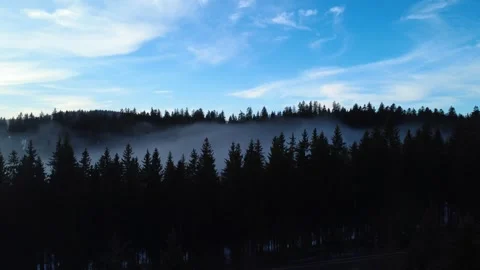 Winter Fog Inversion Over Black Forest Hills Drone Aerial Landscape Stock Footage 329249944