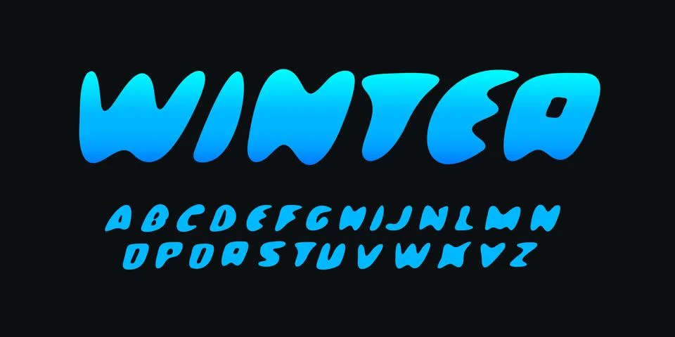 Winter Font Logo Alphabet Vector Fun Bubble Letter Set Fat Round Typography Stock Illustration