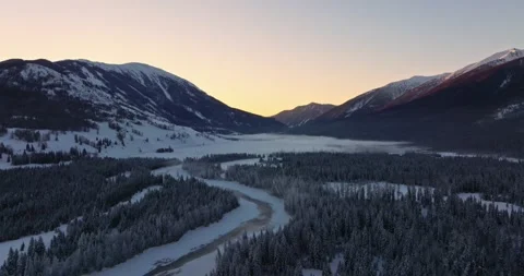 Winter forest and river in the snow,Winter landscape Stock-Footage 224672886