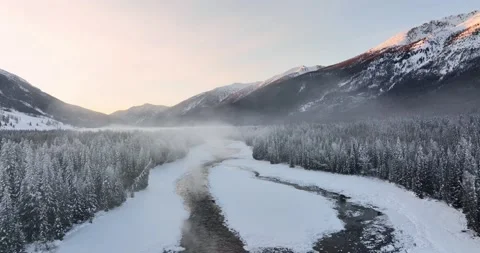 Winter forest and river in the snow,Winter landscape Stock-Footage 224681355