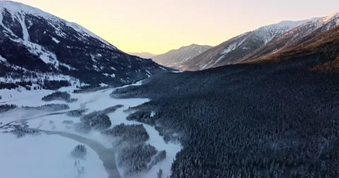 Winter forest and river in the snow,Winter landscape Stock-Footage 224693073