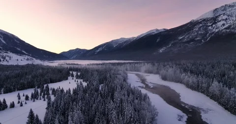 Winter forest and river in the snow,Winter landscape Stock-Footage 224694985
