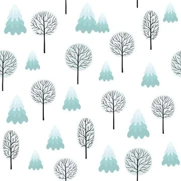 Winter forest background. Seamless pattern for winter and christmas theme. Stock Illustration