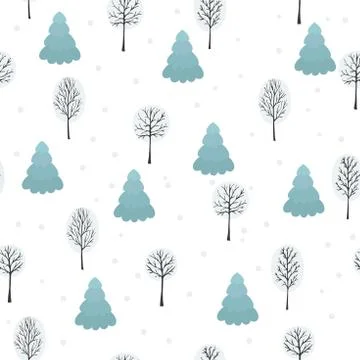 Winter forest background. Seamless pattern for winter and christmas theme. Stock Illustration