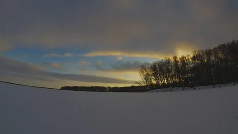 Winter forest beautiful sky Stock Footage 123709735