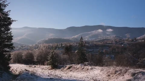 Winter forest in the Carpathian mountains Stock Footage 257073413