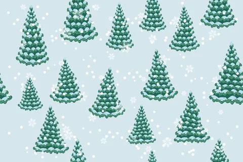 Winter forest - Christmas trees in the snow Stock Illustration