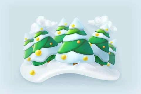 Winter forest. Christmas vector icon Stock Illustration