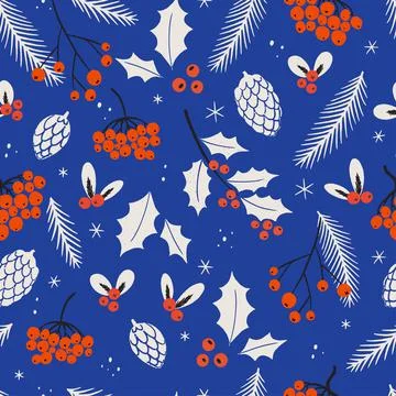 Winter forest hand drawn seamless pattern Stock Illustration