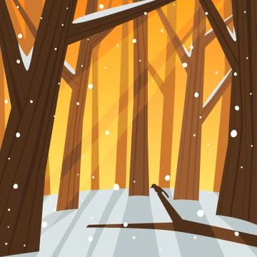 Winter in the Forest Stock Illustration