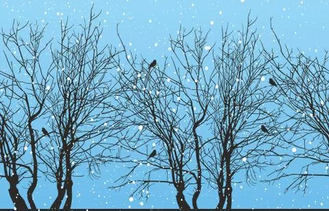 Winter forest Stock Illustration