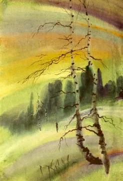 Winter forest Stock Illustration