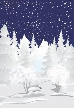 Winter in the forest Stock Illustration